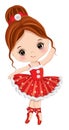 Vector Cute Little Ballerina in Red Tutu Dancing Royalty Free Stock Photo