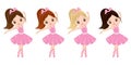 Vector Cute Little Ballerinas with Various Hair Colors Royalty Free Stock Photo