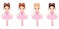 Vector Cute Little Ballerinas with Various Hair Colors Royalty Free Stock Photo