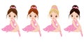 Vector Cute Little Ballerinas with Various Hair Colors Royalty Free Stock Photo