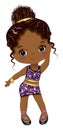 Vector Cute Little Black Girl Dancing Disco