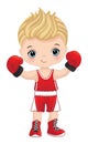 Vector Cute Little Boy Boxing Royalty Free Stock Photo