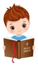 Vector Cute Little Boy Studying Bible Royalty Free Stock Photo