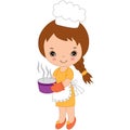 Vector Cute Little Chef. Vector Little Girl