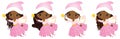 Vector Cute Little Christmas Fairies with Magic Wands Flying Royalty Free Stock Photo