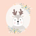 Vector cute little deer face , baby picture, print on clothes