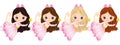 Vector Cute Little Fairies with Magic Wands Flying Royalty Free Stock Photo