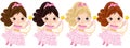 Vector Cute Little Fairies with Magic Wands Flying Royalty Free Stock Photo