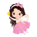 Vector Cute Little Fairy with Magic Wand Royalty Free Stock Photo