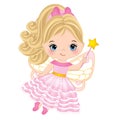 Vector Cute Little Fairy with Magic Wand Royalty Free Stock Photo