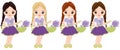 Vector Cute Little Girls with Baskets of Lavender