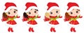 Vector Cute Little Girls with Christmas Red Berries