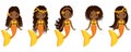 Vector Cute Little Mermaids Swimming. Vector African American Mermaids Royalty Free Stock Photo