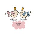 Vector cute loving birds.