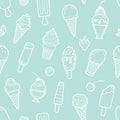 Vector cute mint seamless pattern with ice creams
