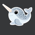 Vector cute narwhal sticker template