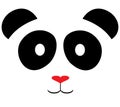 Vector cute panda bear with heart nose.