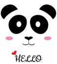 Vector cute panda bear with heart nose.