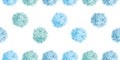 Vector Cute Pastel Blue Birthday Party Paper Pom Poms Set Horizontal Seamless Repeat Border Pattern. Great for handmade Royalty Free Stock Photo