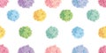 Vector Cute Pastel Colorful Birthday Party Paper Pom Poms Set Horizontal Seamless Repeat Border Pattern. Great for Royalty Free Stock Photo