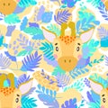 Vector cute pattern jungle giraffe. For print on a T-shirt, a picture in the nursery.