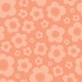 Vector Cute Peach Flowers Seamless Pattern