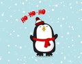 Vector cute Pinguin character. Christmas ho ho ho poster for baby room, greeting card, kids and baby t-shirts and wear