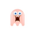 vector cute pink ghost isolated on white