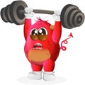 Vector_Cute red monster bodybuilding with barbell Royalty Free Stock Photo