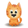 Vector cute red tabby cat with big eyes in cartoon style. Flat character illustration isolated on white background Royalty Free Stock Photo