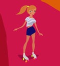 Vector cute roller girl illustration