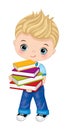 Vector Cute School Boy with Books