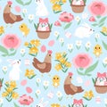 Vector cute seamless Easter pattern Royalty Free Stock Photo