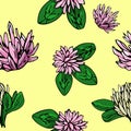 Vector cute seamless pattern. Bright summer clover