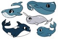 Vector cute set of design elements of the underwater world. Vector illustration in cartoon style. Can be used as stickers, decals Royalty Free Stock Photo