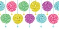 Vector Cute Set of Hanging Pastel Colorful Birthday Party Paper Pom Poms and Beads Horizontal Seamless Repeat Border Royalty Free Stock Photo