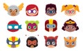 Vector cute  set superheros emojis isolated Royalty Free Stock Photo
