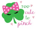 Vector Cute Shamrock with a Bow Royalty Free Stock Photo