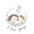 Vector cute sketchy style younge couple. Valentine`s card. The f