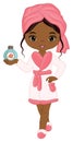 Vector Cute Spa Black Girl with Towel. Vector Spa Girl 