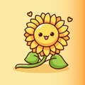 Vector Cute Sun Flower Mascot cartoon Royalty Free Stock Photo