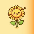 Vector Cute Sun Flower Mascot cartoon Royalty Free Stock Photo