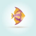 Vector cute tiny colorful exotic aquarium fish icon. Isolated gradient sign with shiny fingerling in purple and orange colors Royalty Free Stock Photo