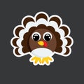 Vector cute turkey sticker template