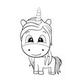 Vector of Cute Unicorn Black and White . EPS8 .