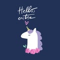 Vector cute unicorn head illustration, card and t-shirt design Royalty Free Stock Photo