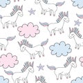 Magic cute unicorn background with stars. Vector seamless pattern Royalty Free Stock Photo