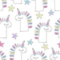 Vector cute unicorn silhoette with stars. Girly seamless pattern for textile, print, web design Royalty Free Stock Photo