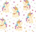 Vector cute unicorns seamless pattern.