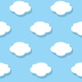 Vector Cute White Clouds on Blue Sky seamless pattern background. Perfect for fabric, scrapbooking and wallpaper Royalty Free Stock Photo